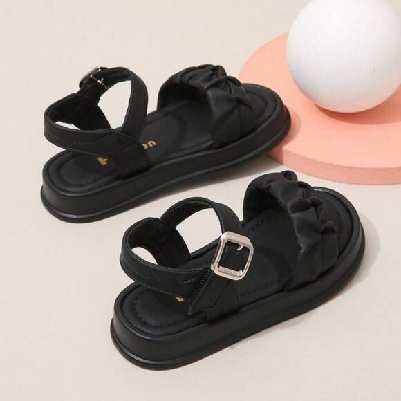 FASHION GIRLS' LIGHTWEIGHT SKIN-FRIENDLY CASUAL KIDS STYLE  FOLD DETAIL SANDAL - Picture 11 of 15